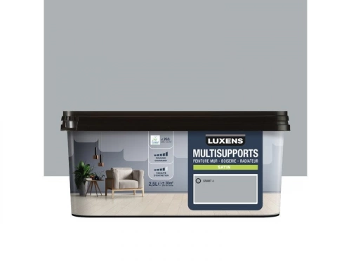 Peinture satiné mur, boiserie et radiateur LUXENS Granit 4, gris, 2.5 litres