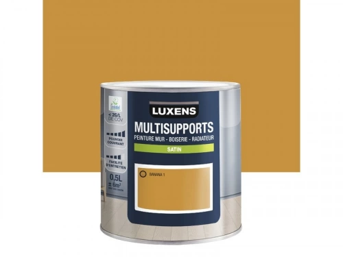 Peinture satiné mur, boiserie et radiateur, LUXENS Banana 1, jaune, 0.5 litre