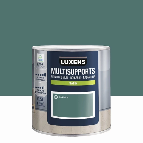 Peinture satiné mur, boiserie et radiateur, LUXENS Laguna 2, vert, 0.5 litre