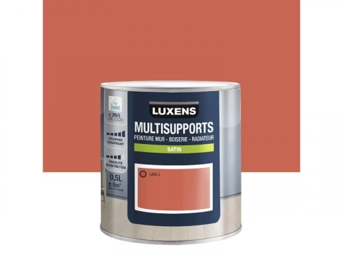 Peinture satiné mur, boiserie et radiateur, LUXENS Lava 3, orange, 0.5 litre