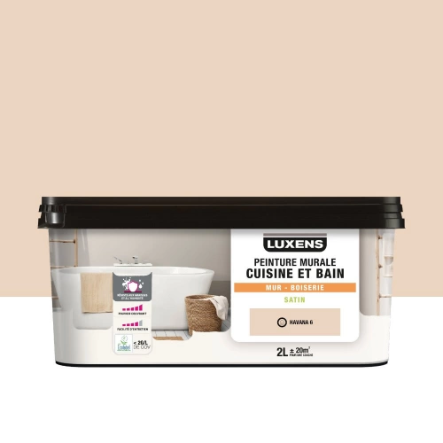 Peinture murale cuisine et bain, LUXENS, 2 litres, havana 6