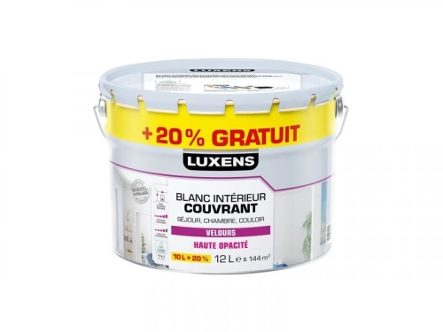 Peinture mur, plafond, boiserie blanc velours LUXENS Couvrant 10L+20% gratuit