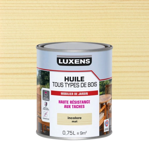 Huile pour bois extérieur LUXENS incolore mat 0.75 l