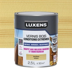 Vernis pour bois extérieur LUXENS Conditions extrêmes incolore brillant 2.5 litres