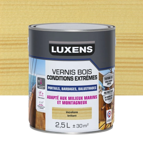 Vernis pour bois extérieur LUXENS Conditions extrêmes incolore brillant 2.5 litres