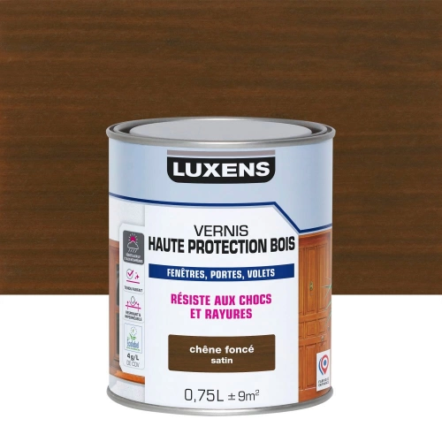 Vernis pour bois extérieur LUXENS chêne foncé satiné 0,75 litre