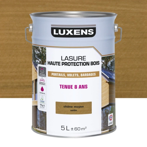 Lasure LUXENS 8 ans chêne moyen satiné 5 litres