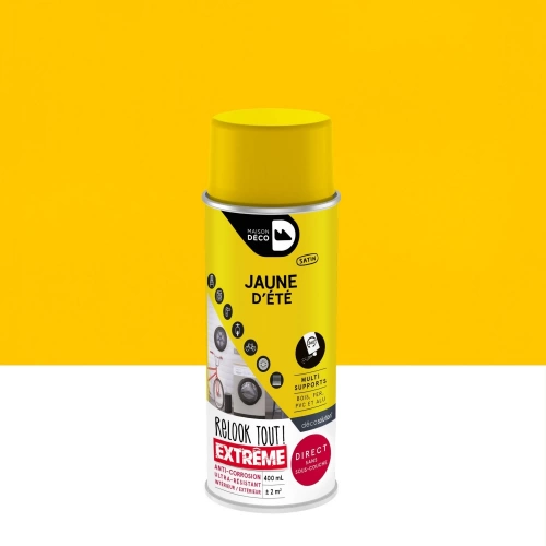 Peinture aérosol Relook tout extreme MAISON DECO jaune d'été satiné 400 ml