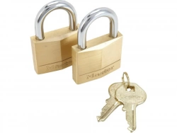 Master Lock 140Eurt Lot De 2 Cadenas À Clé En Laiton, Doré, 6 X 4 X 1,3 Cm