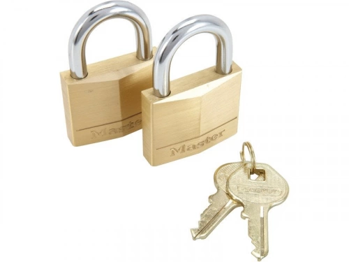 Master Lock 140Eurt Lot De 2 Cadenas À Clé En Laiton, Doré, 6 X 4 X 1,3 Cm