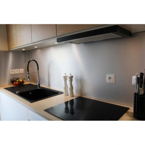 Crédence réversible en aluminium brossé / aluminium brut Aluminum brossé, E: 3mm, l: 50cm, L: 100cm