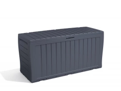 Coffre de jardin résine FLINT gris anthracite, L.117.5 x H.57 x P.45 xcm
