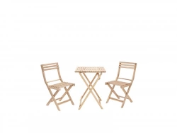 Salon de jardin acacia beige Solis origami, 2 personnes