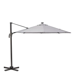 Parasol déporté NATERIAL Avea gris octogonal, L.287 x l.287 cm