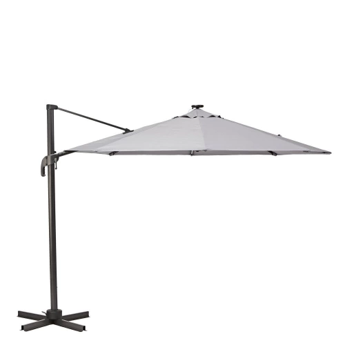 Parasol déporté NATERIAL Avea gris octogonal, L.287 x l.287 cm