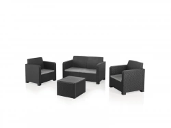 Salon bas de jardin résine injectée NATERIAL Novo anthracite, 4 personnes