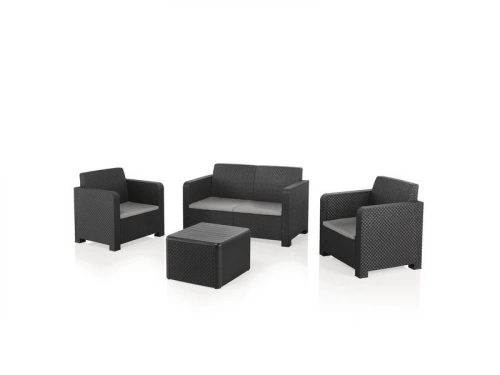 Salon bas de jardin résine injectée NATERIAL Novo anthracite, 4 personnes