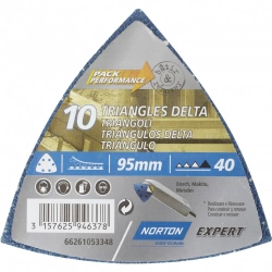 Lot de 10 patins abrasifs NORTON, 93x93 mm, grains 40