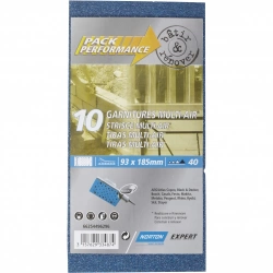 Lot de 10 patins abrasifs NORTON, 93x185 mm, grains 40