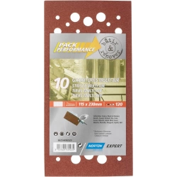 Lot de 10 patins abrasifs NORTON, 115x230 mm, grains 120