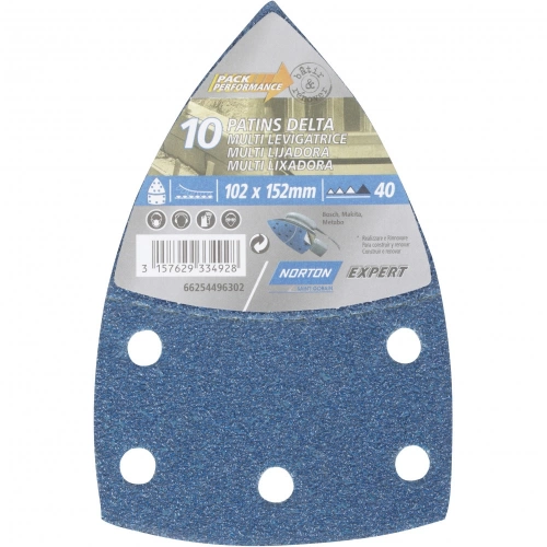 Lot de 10 patins abrasifs NORTON, 102x152 mm, grains 40