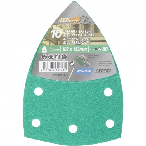 Lot de 10 patins abrasifs NORTON, 102x152 mm, grains 80