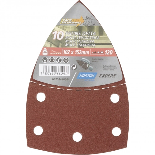 Lot de 10 patins abrasifs NORTON, 102x152 mm, grains 120