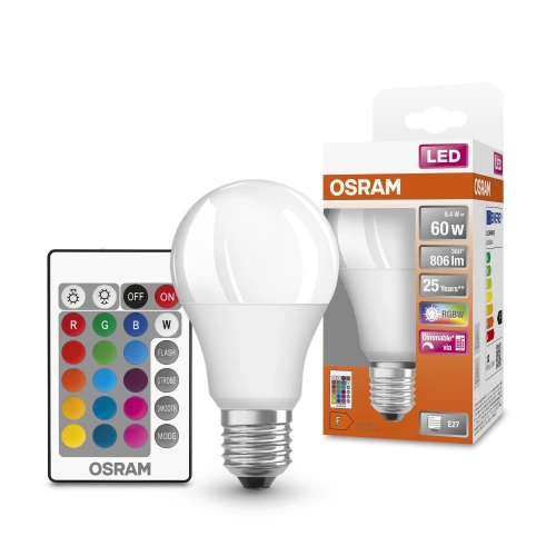 Ampoule variable RGBW led opaque standard E27 806 Lm, 60 W blanc chaud, OSRAM
