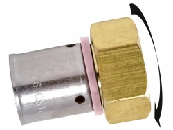 Raccord droit avec écrou libre à sertir laiton F 15 x 21 pour tube en per