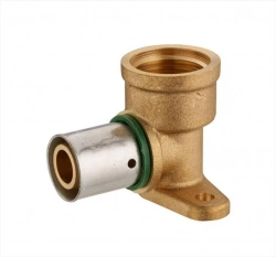 Raccord coudé applique à sertir laiton F 15 x 21 pour tube en per