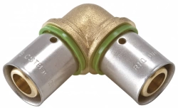 Raccord coudé 90° à sertir laiton D.16 pour tube en per