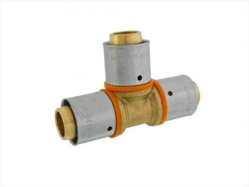 Raccord Té égal à sertir laiton D.20 pour tube en per