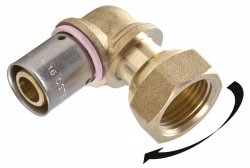 Raccord coudé avec écrou libre à sertir laiton F 15 x 21 pour tube en per