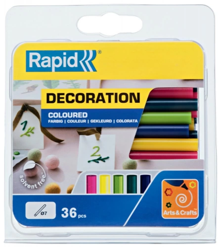 Bâton de colle pour décoration RAPID Déco couleur branchée 36 sticks diam 7