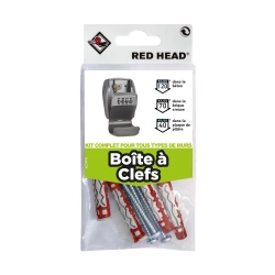 Kit de fixation de 4 chevilles multimatériaux pour boites à clés