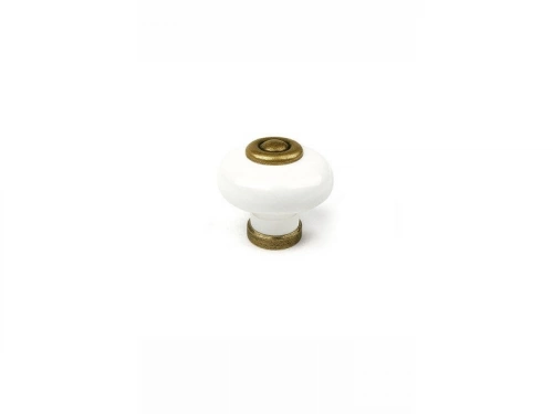 Lot De 4 Boutons De Meuble Rond Porcelaine Brillant H.28 X L.31 X P.31 Mm