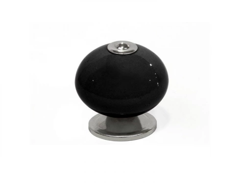 Bouton De Meuble Boule Noir Porcelaine H.38 X L.40 X P.40 Mm