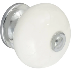 Bouton de meuble Boule blanc porcelaine H.38 x l.40 x P.40 mm
