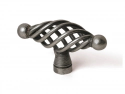 Bouton De Meuble Elliptique Argent Acier H.36 X L.62 X P.23 Mm