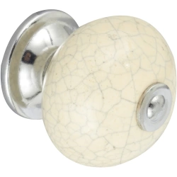 Bouton de meuble Boule beige porcelaine H.38 x l.40 x P.40 mm