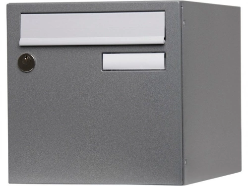 Boîte aux lettres normalisée 1 porte extérieur, RENZ, acier gris brillant