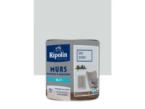 Peinture mur, boiserie, radiateur RIPOLIN gris souris mat 0.5 l