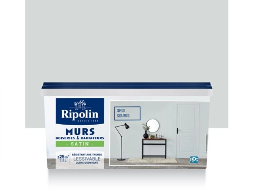 Peinture mur boiserie radiateur RIPOLIN gris souris satiné 2L5