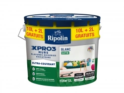Peinture Mur, Plafond Et Boiserie Ripolin Xpro3 Blanc Satiné, 12 L