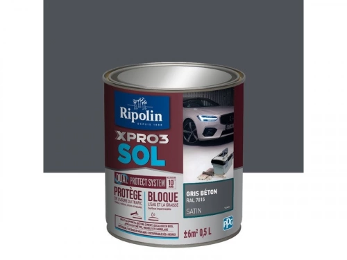 Peinture Sol Extérieur / Intérieur Xpro 3 Ripolin, Gris Béton, 0.5 L
