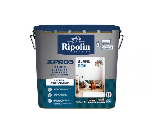 Peinture Mur, Plafond Et Boiserie Ripolin Xpro3 Blanc Mat, 5 L