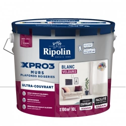 Peinture mur / plafond / boiserie RIPOLIN Xpro3 blanc velours, 10 l