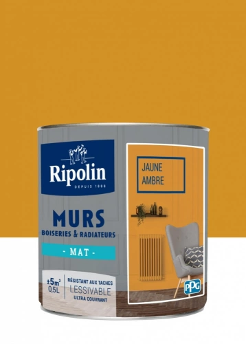 Peinture mur, boiserie, radiateur jaune ambré mat RIPOLIN Intérieur 0.5l