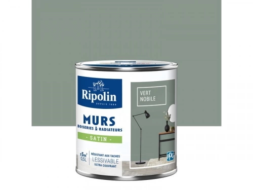 Peinture mur, boiserie, radiateur RIPOLIN vert nobile satiné 0.5 l