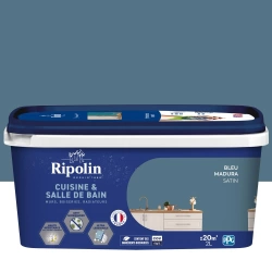 Peinture mur, RIPOLIN cuisine et bain, 2 litres, bleu madura satin